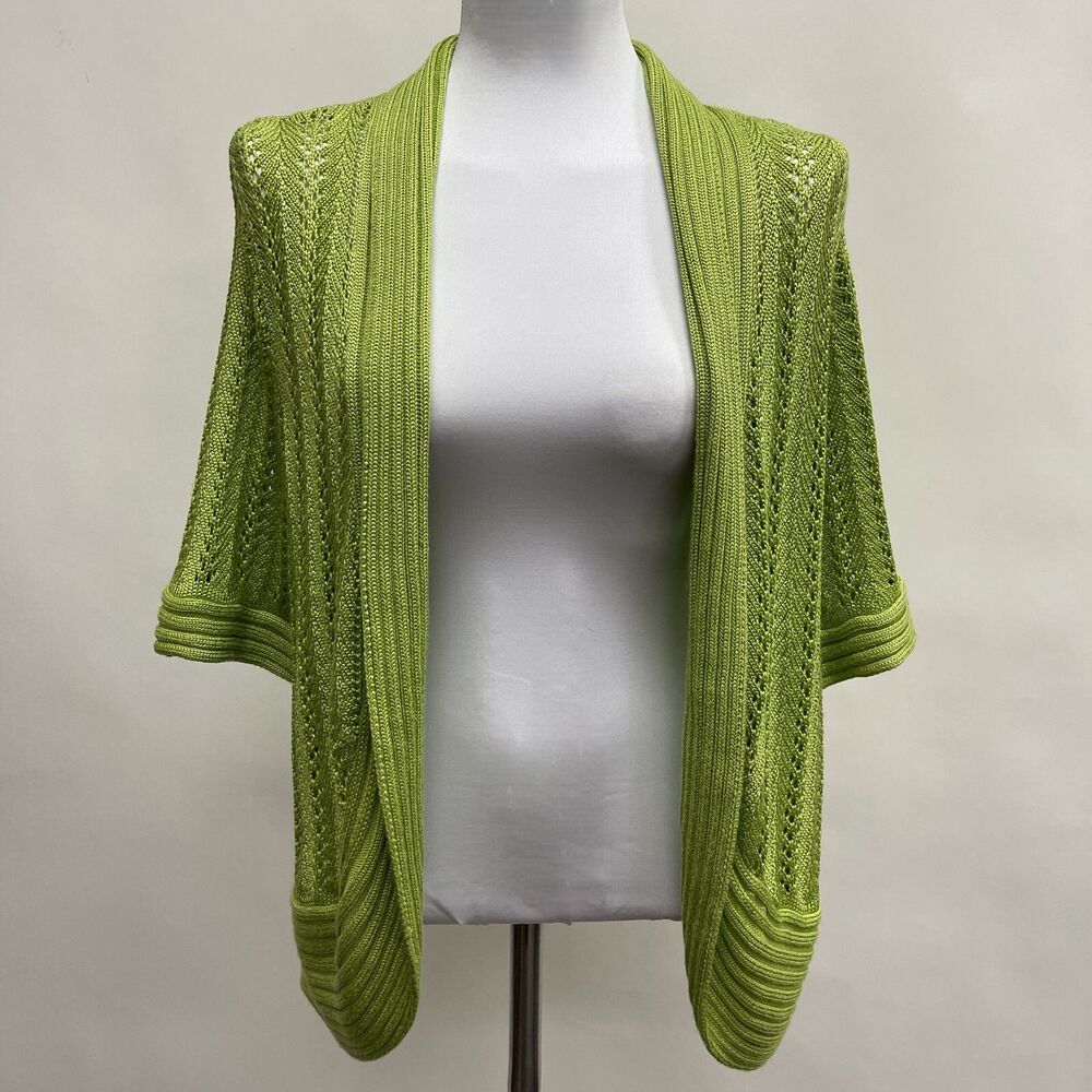 Peter‎ Nygard Open Front Cardigan Sweater Size 1X Green NWT